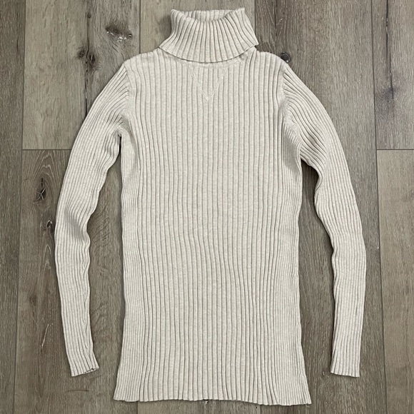 Ruff Hewn Sweaters - RUFF HEWN Cream Turtleneck Sweater Long Sleeve 100% Cotton